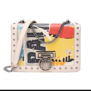 Studded Letter Print Crossbody Bag